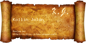 Kollin Jolán névjegykártya
